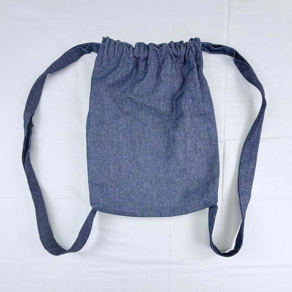 Handmade Denim Drawstring Backpack - Picture 9 of 9